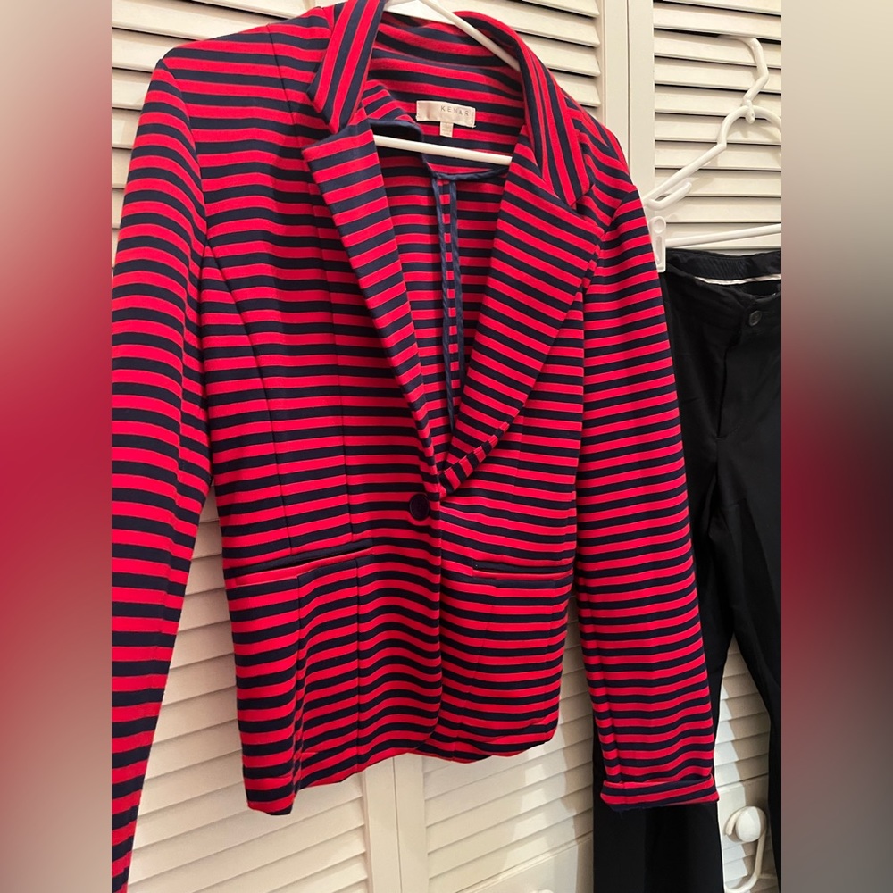 Stretchy Red and Navy Blazer